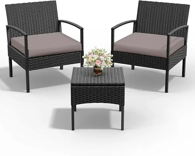 Outdoor Rattan Wicker Patio Conversation Set With Cushions