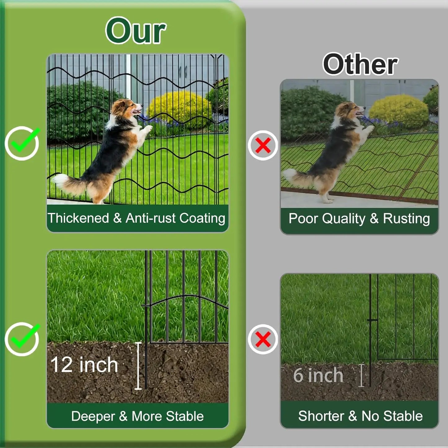No Dig 10 Panel Garden Fence For Dogs Rabbits Outdoors