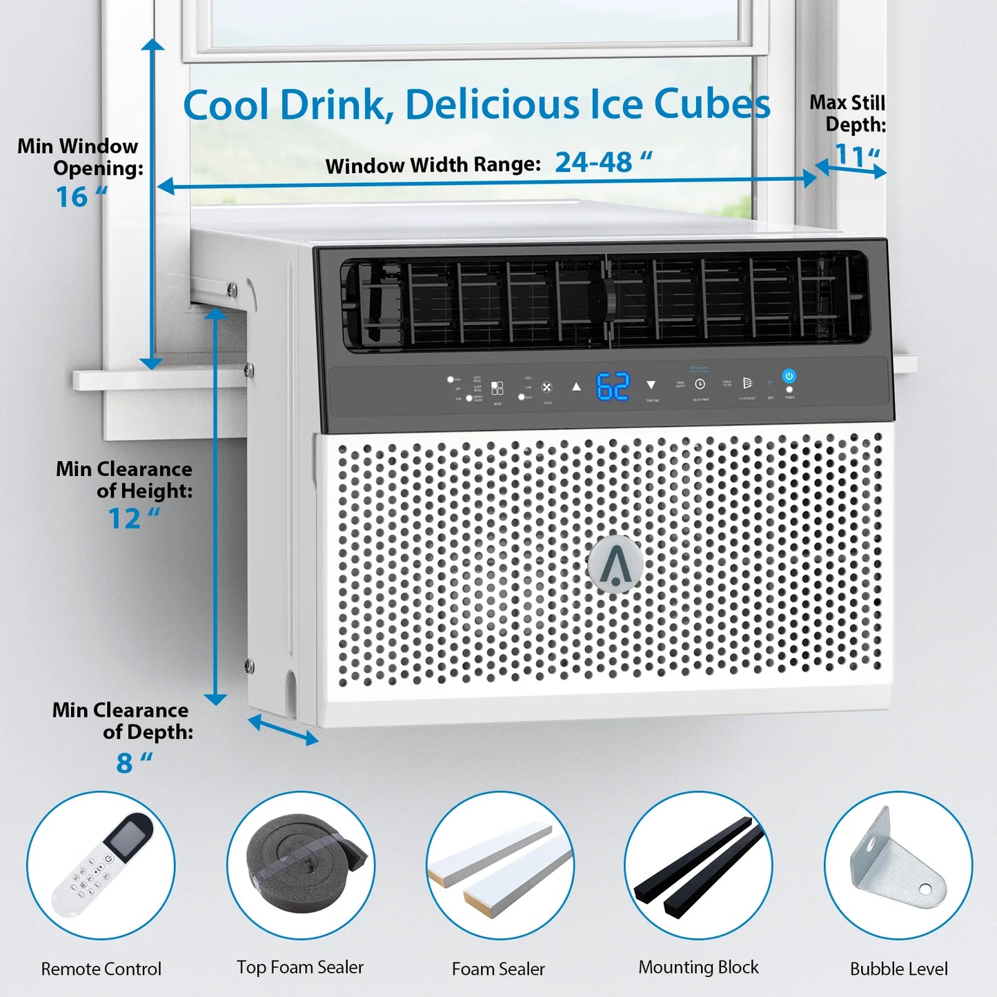 6000 BTU Window Air Conditioner,ac window unit with Washable Filter,Quiet Operation,Up to 269 Square Feet,110V/60Hz