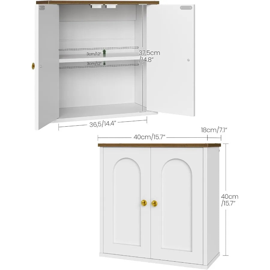 XIUWO Bathroom Wall Cabinet With Adjustable Shelf And Two Doors