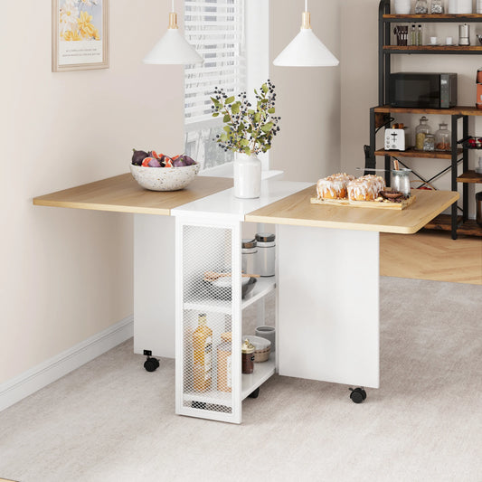 Studyset Folding Dining Table With Drop Leaf Storage Racks