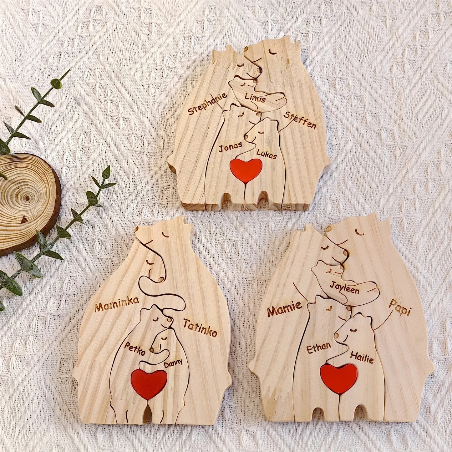 Bear Family Name Puzzle With Free Engraving For Home Desk