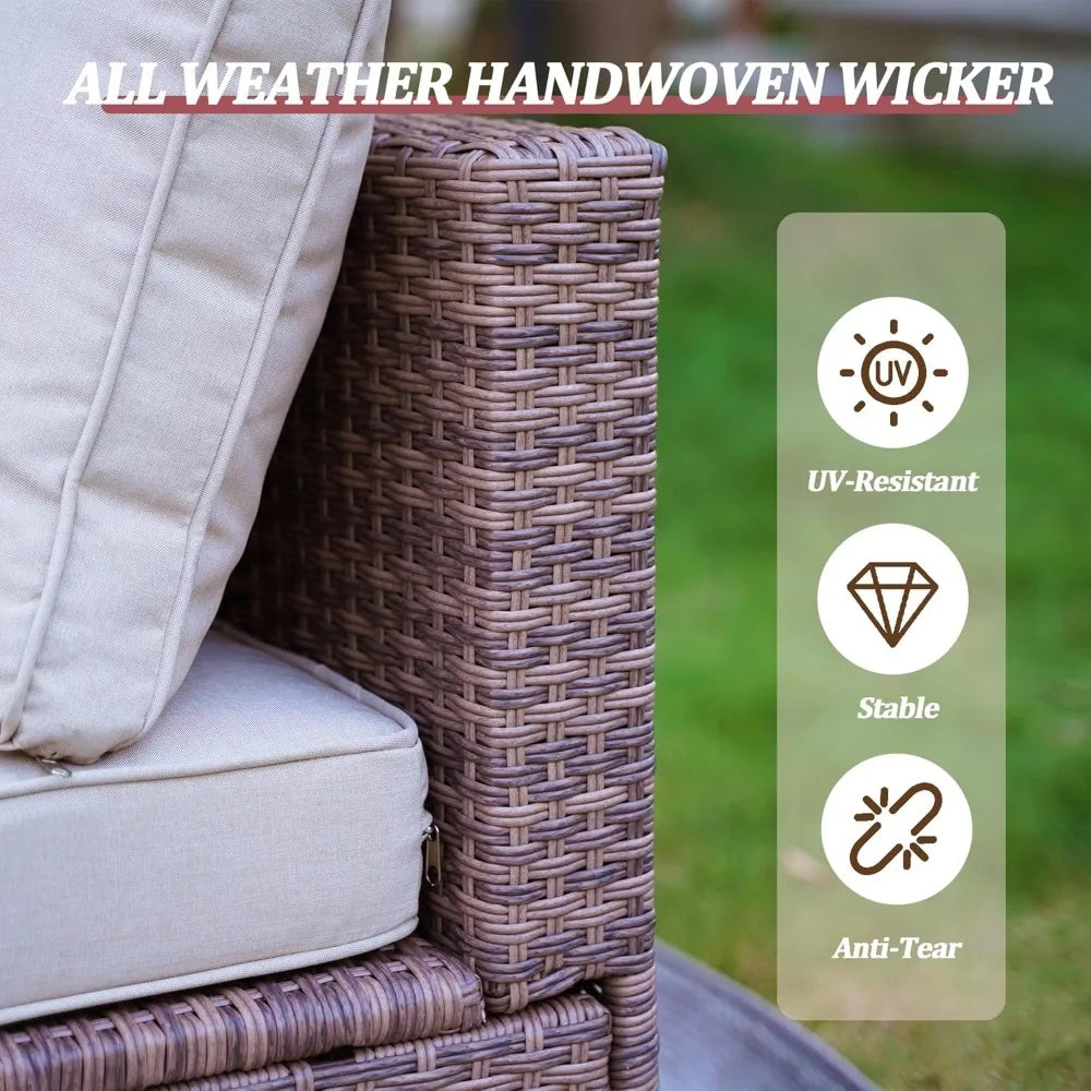 XIAOLANG Outdoor Patio Furniture Set All-Weather PE Rattan Sofa Table
