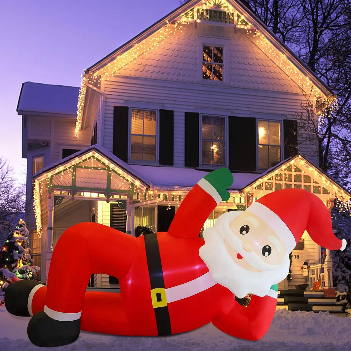 Giant Lying Santa Claus Christmas Inflatable With LED Lights