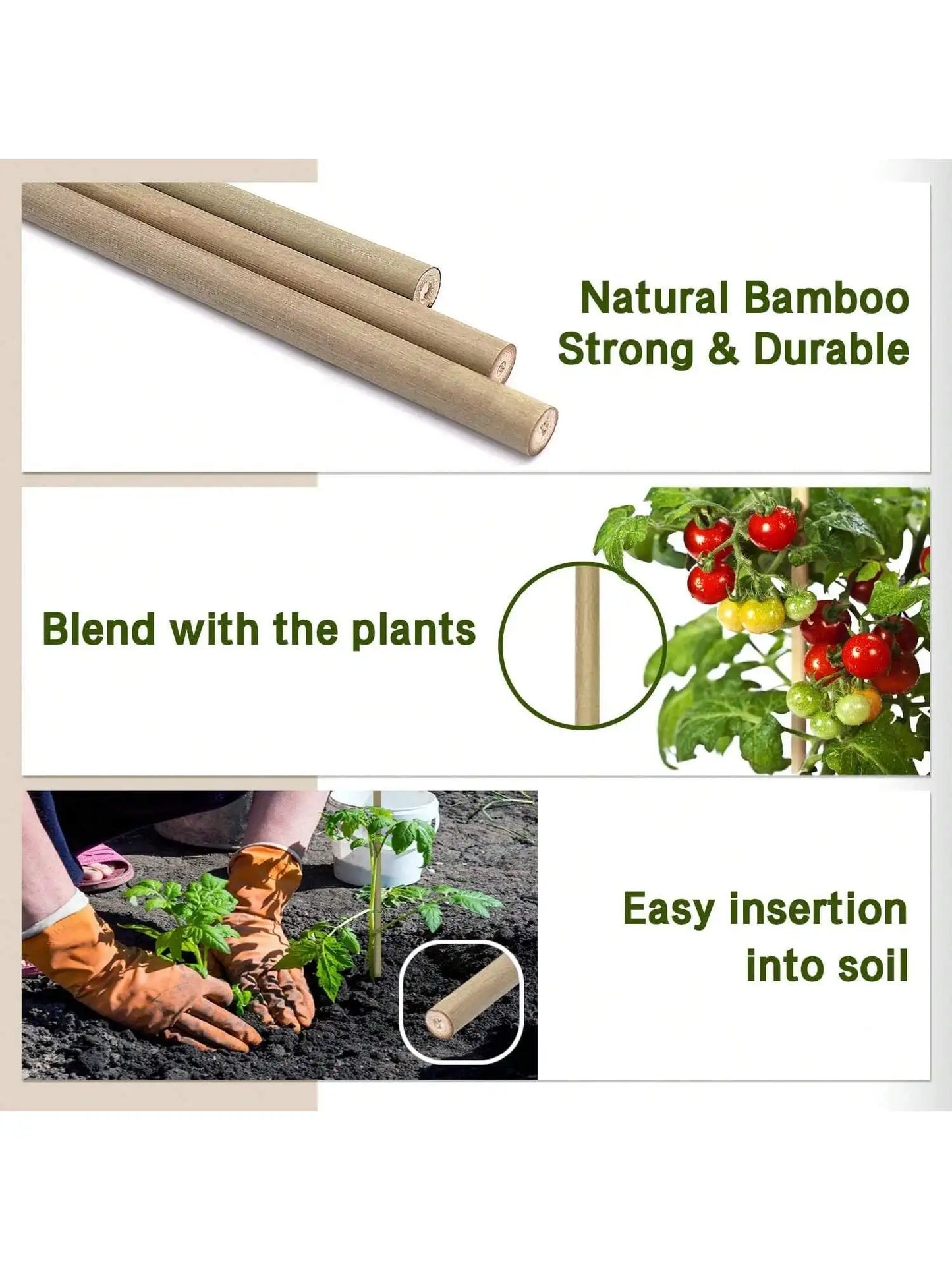 Eco Bamboo Garden Stakes Set Of 20 For Climbing Plants