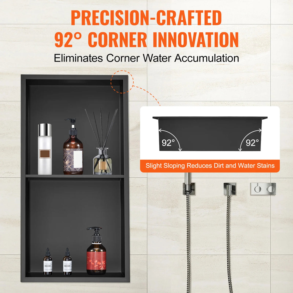 SucceBuy Stainless Steel Recessed Shower Niche With Double Shelves