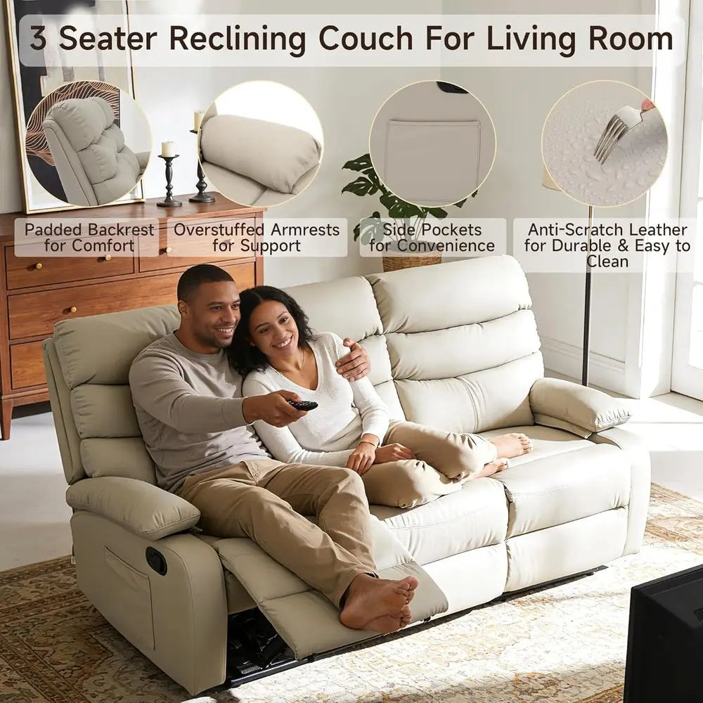 3 Seater Reclining Loveseat Sofa Set for Living Room RV