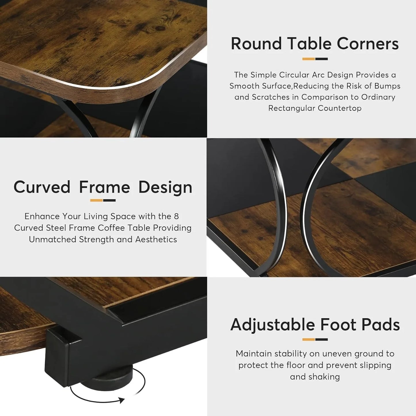 Little Tree Square Coffee Table With Double Layer Storage Shelf