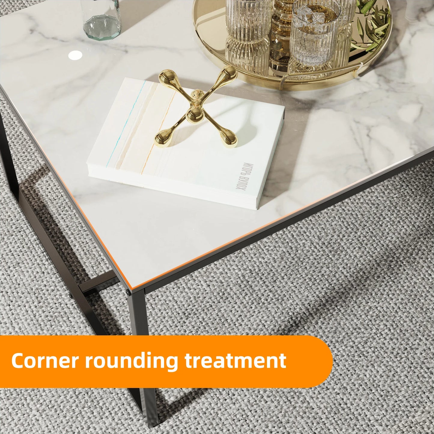 Wisfor Sintered Stone Coffee Table With Metal Frame