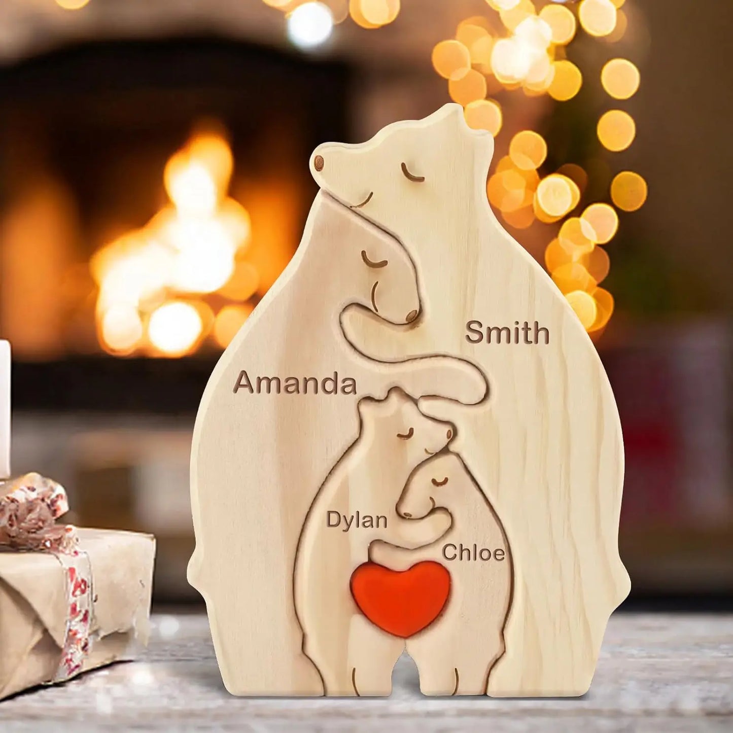 Bear Family Name Puzzle With Free Engraving For Home Desk