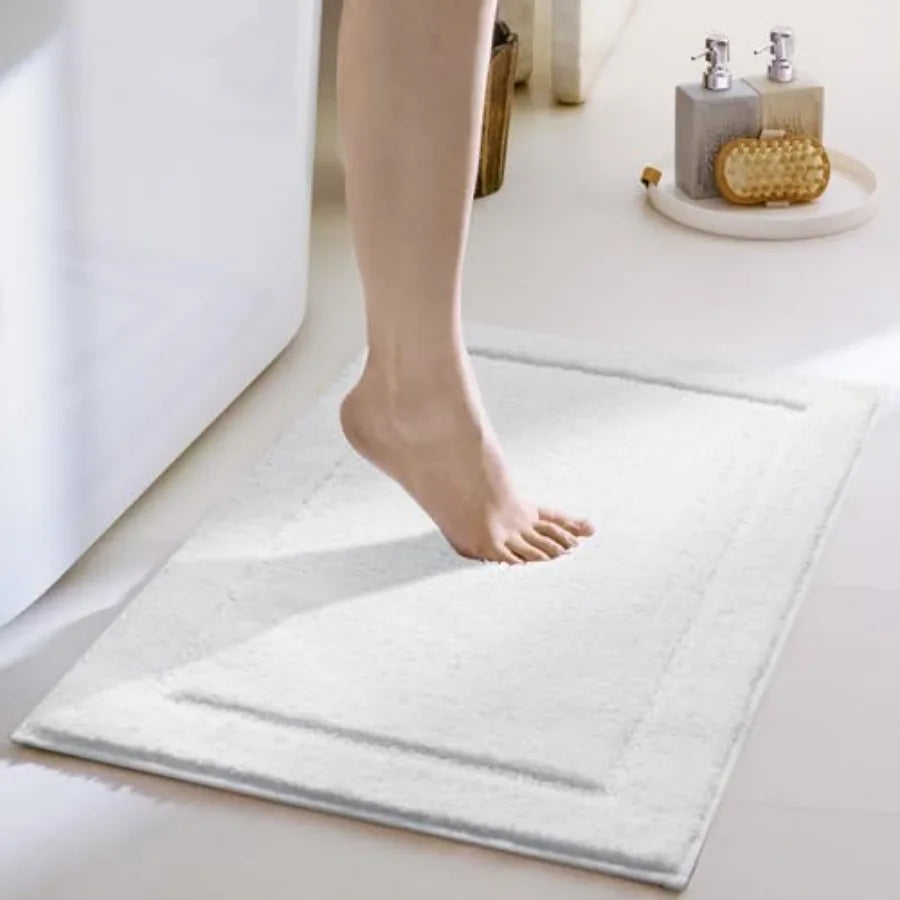 Non Slip Washable Microfiber Bath Mat, Water Absorbent Bathroom Rug