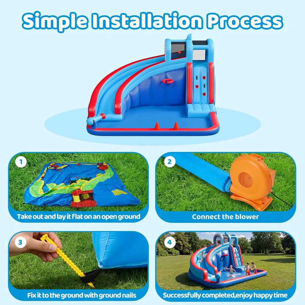 YTYIN Water Slide Backyard Bounce House With 450W Blower