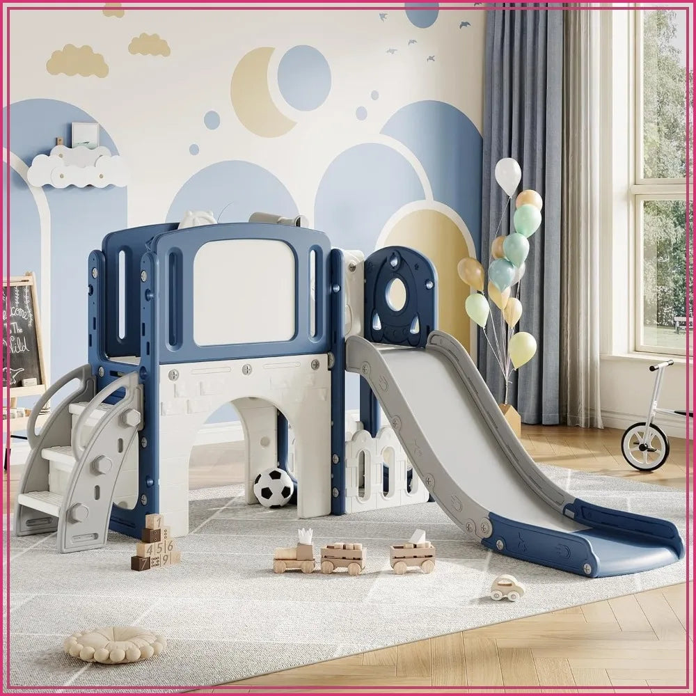 8 In 1 Toddler Activity Playset With Slide Climber Hoop