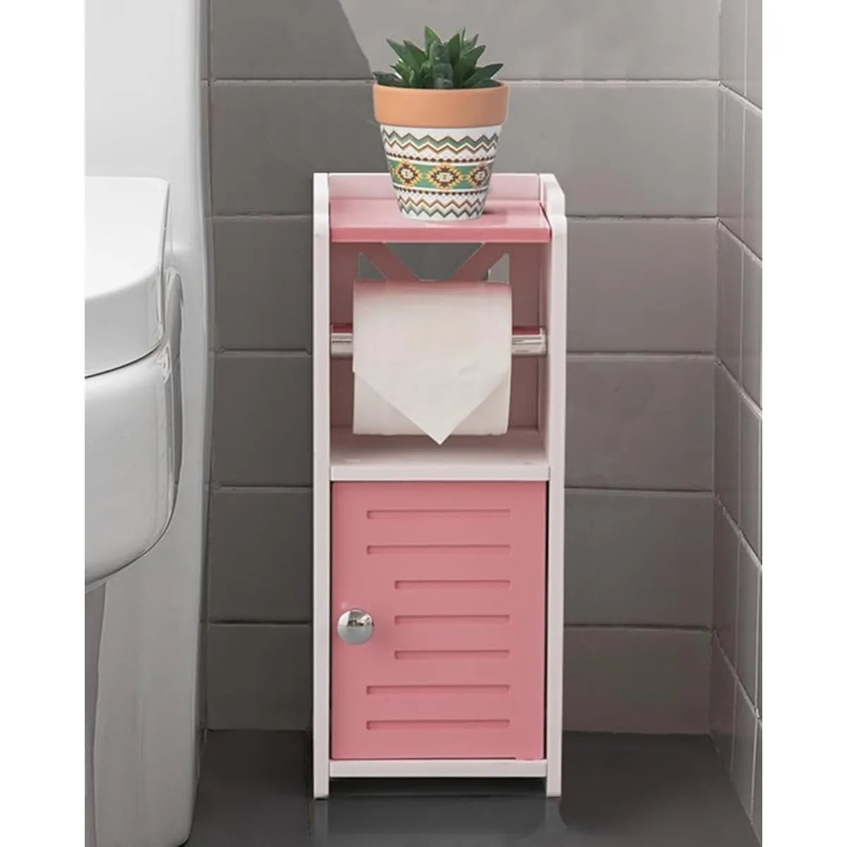 Xiuwo Free Standing PVC Toilet Paper Holder Bathroom Cabinet