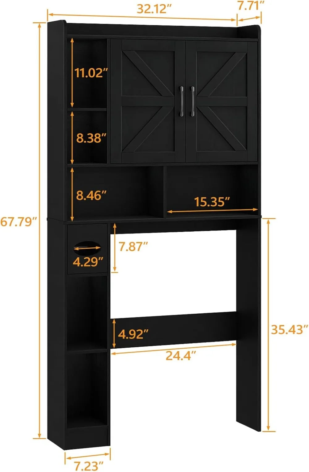 Farmhouse Over Toilet Storage Cabinet With Barn Door Paper Holder