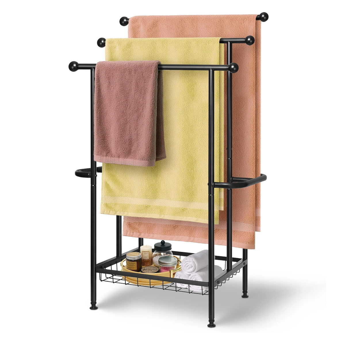 Three Tier Stainless Steel Dual T Bar Freestanding Towel Rack