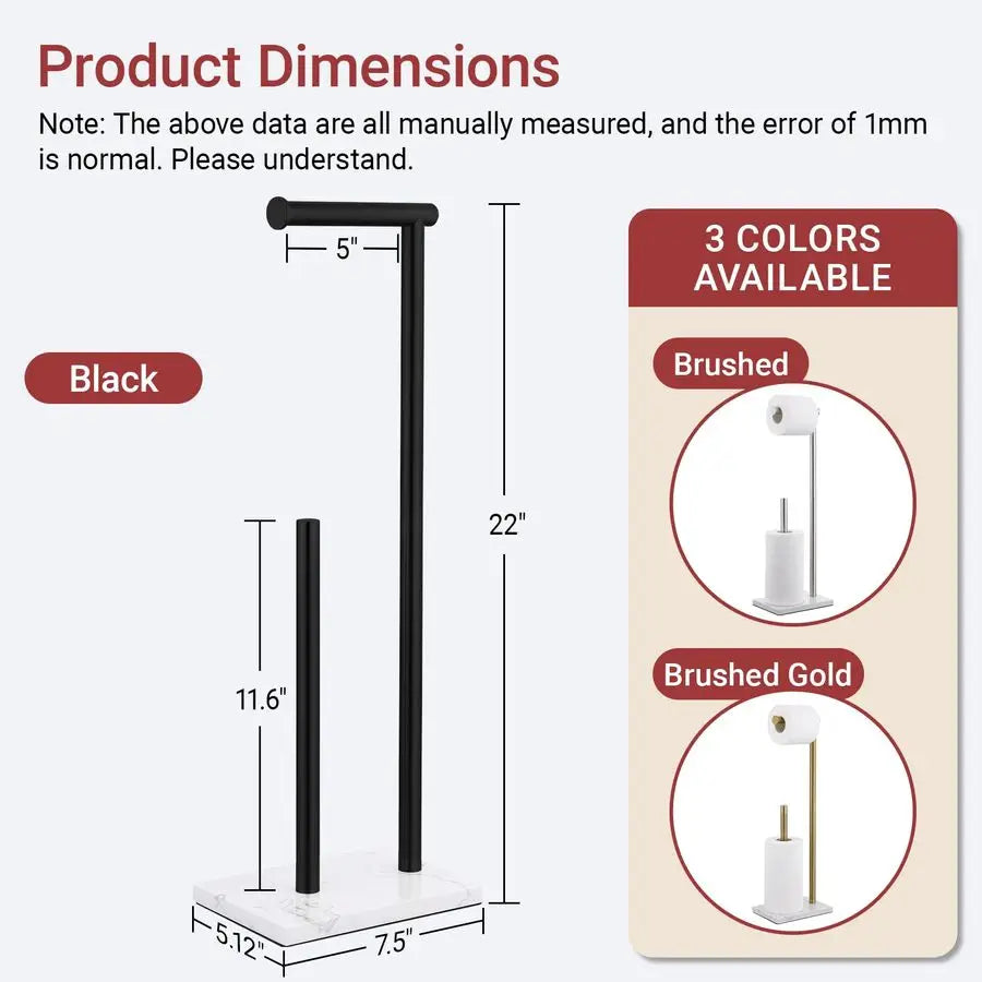 Free Standing Toilet Paper Holder With Marble Base Stainless Steel