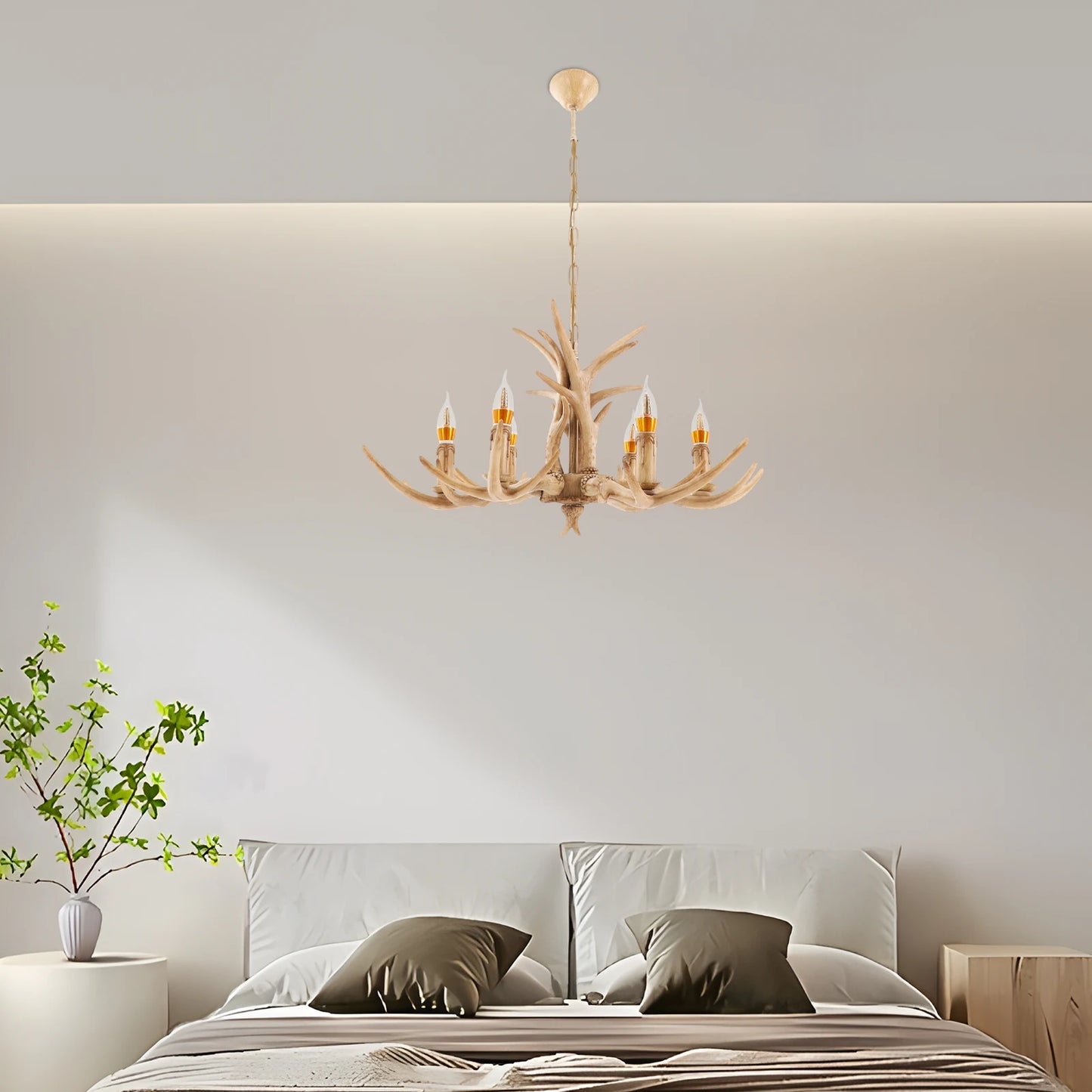 6-Light Antler Chandelier Pendant Lamp For Dining Room Decor
