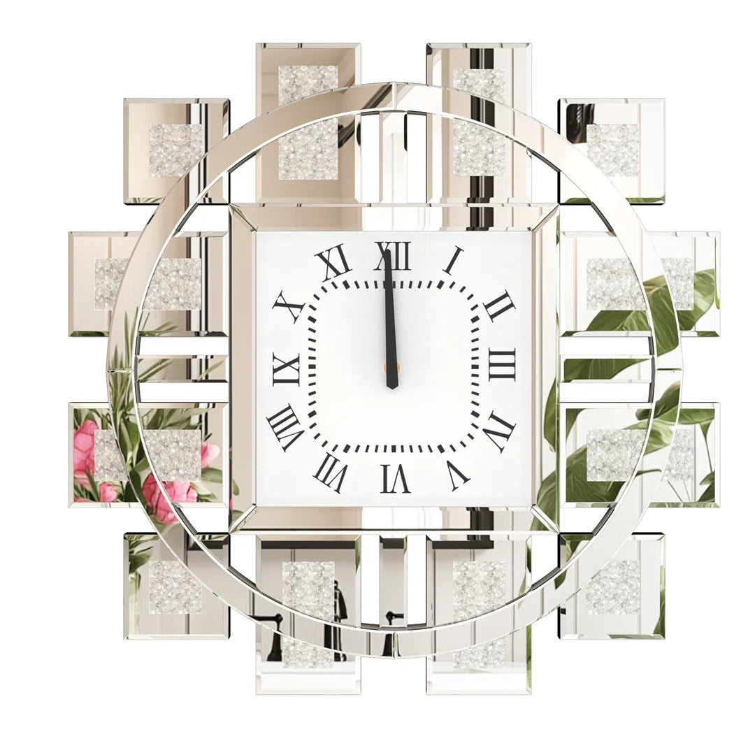 Decorative Wall Clock Crystal Crushed Diamond Inlay Battery Operated