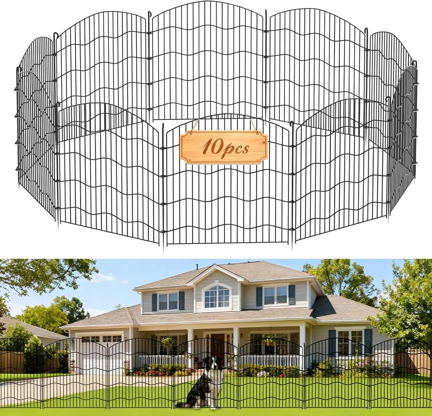 No Dig 10 Panel Garden Fence For Dogs Rabbits Outdoors