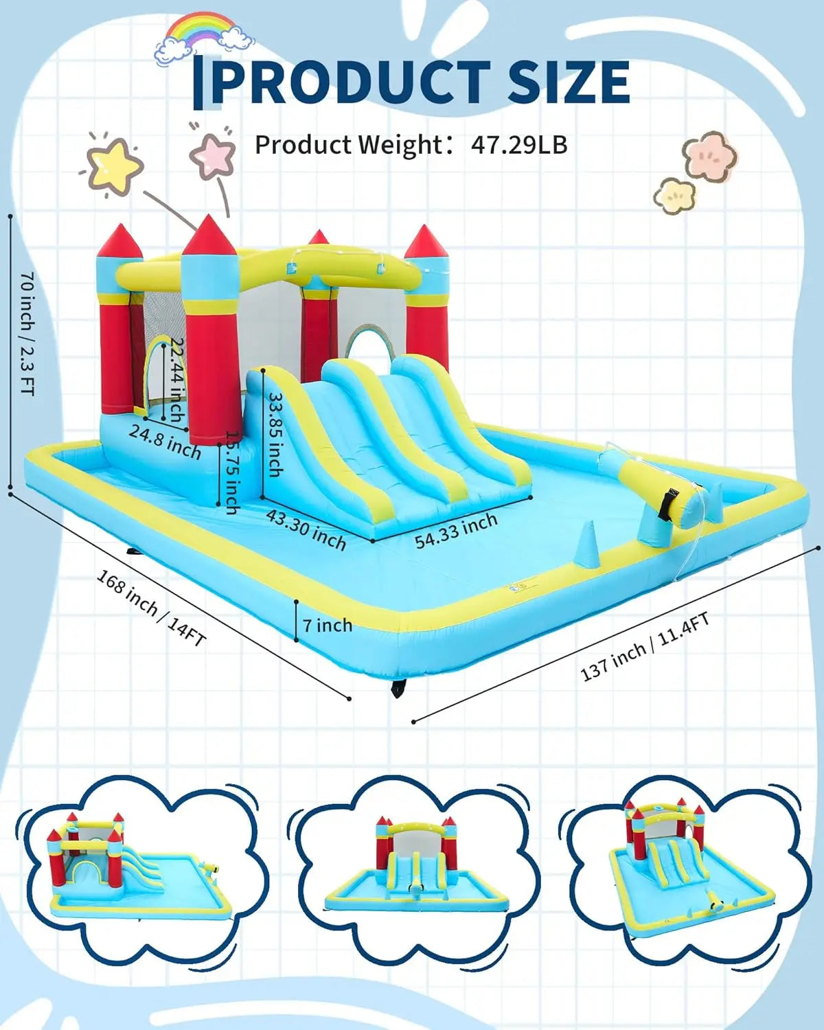 Inflatable Water Slide Bounce House 7 In 1 Backyard Fun