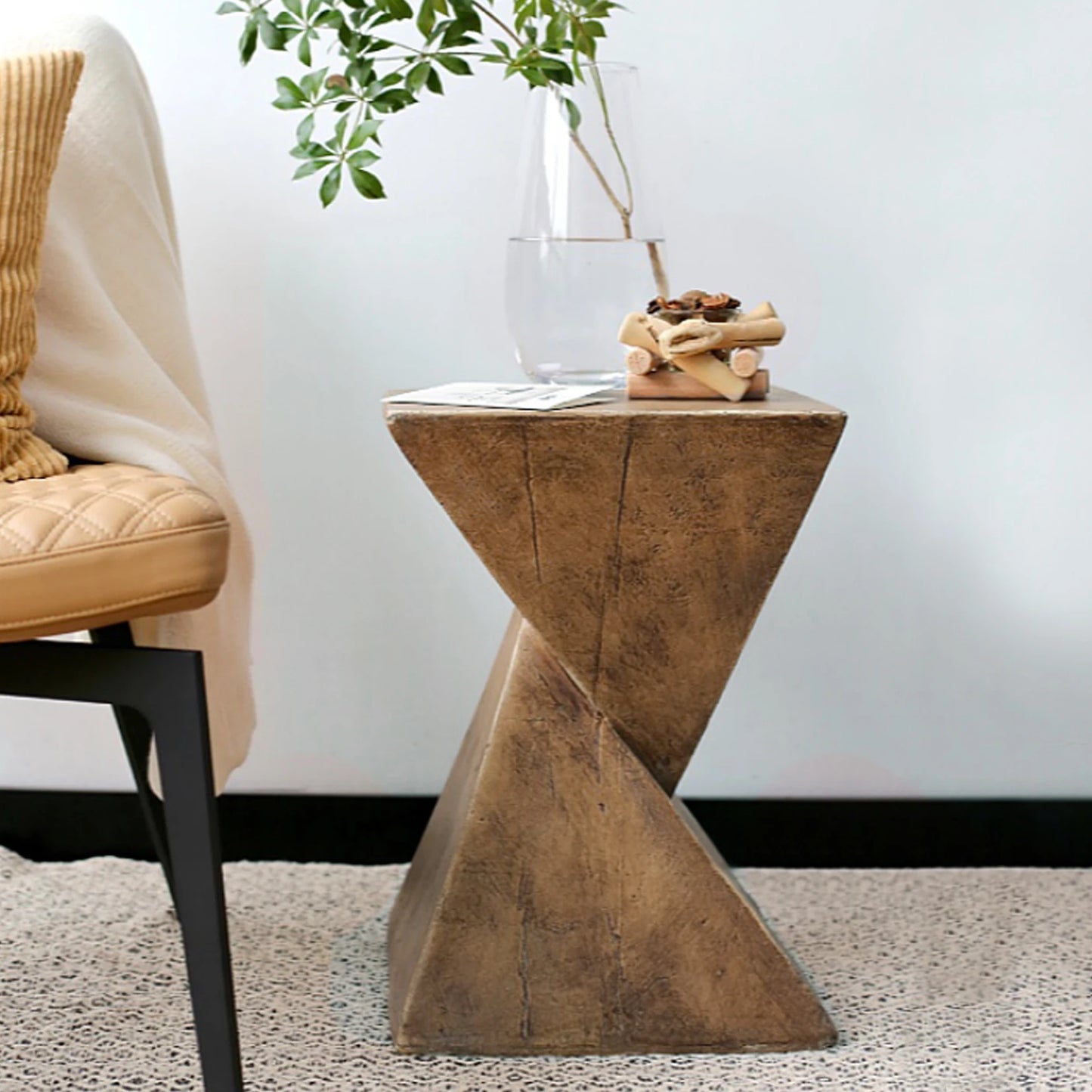 Lightweight Concrete Accent Table With Modern Geometric Design