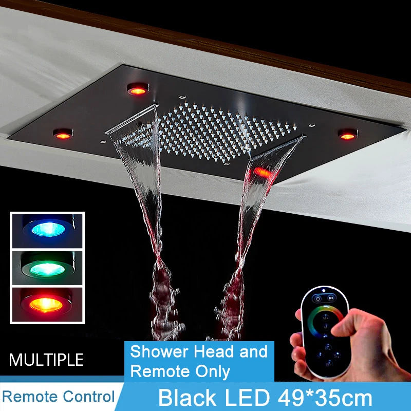 Shinesia Thermostatic Concealed LED Rainfall Shower System With Remote Control