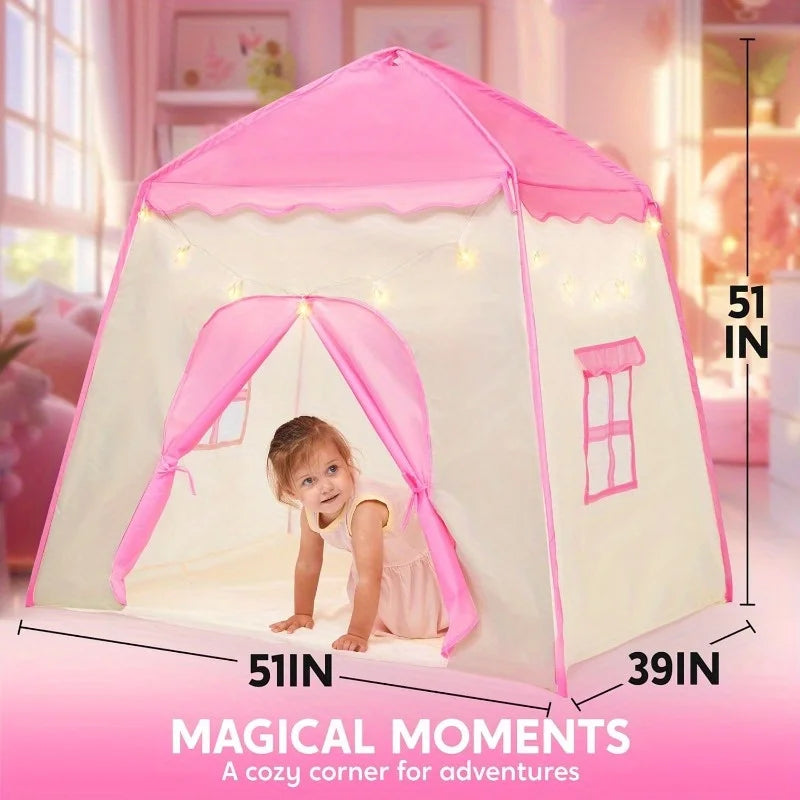 Joyfy Princess Tent With LED Star Lights For Kids