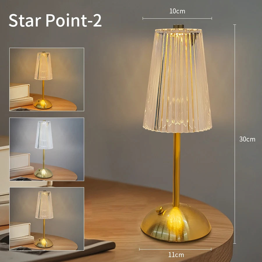 Table Lamp LED Touch Sensor  Dimmable Desktop Night Light Rechargeable Wireless Reading Lamp for Hotel Bar Bedroom Decor Light