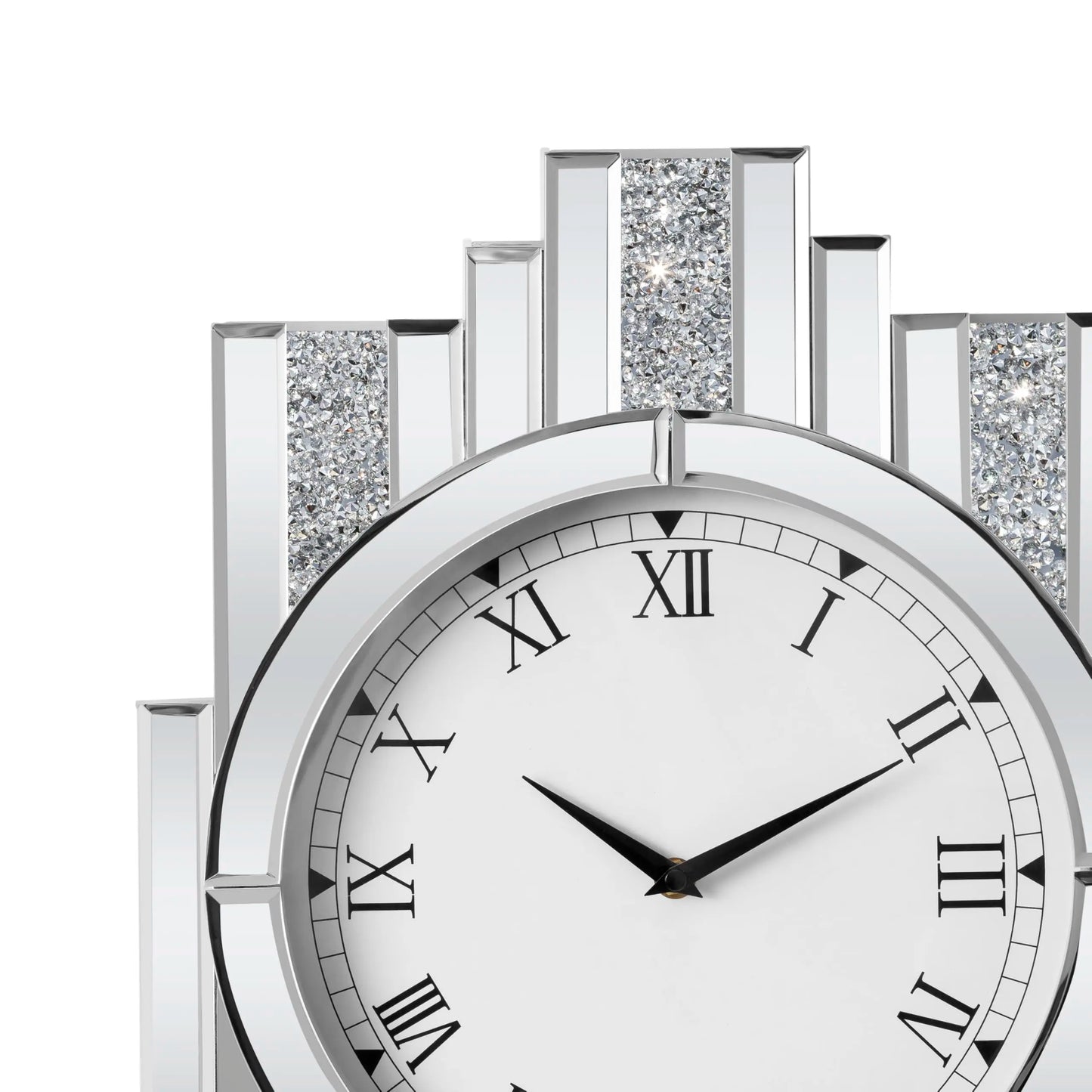 Modern Mirror Wall Clock With Crystal Sparkle Design Living Room