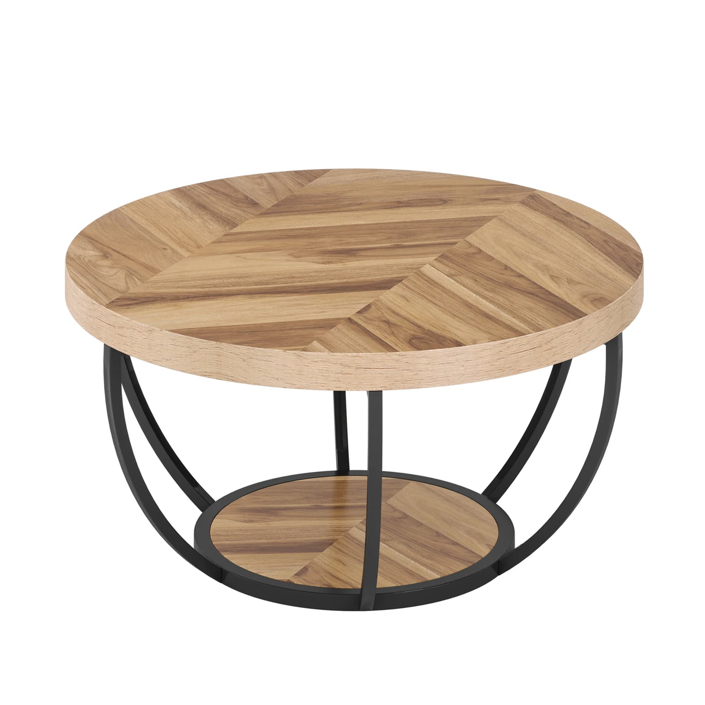 Tribesigns Round Coffee Table With Storage Shelves