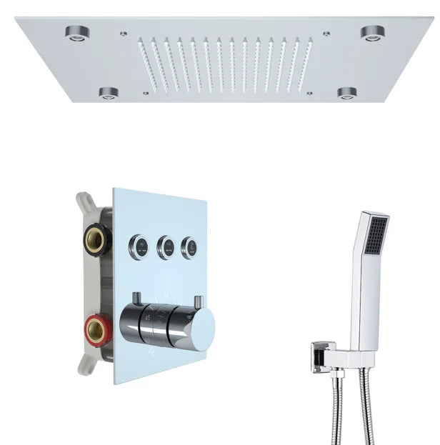 Shinesia Thermostatic Concealed LED Rainfall Shower System With Remote Control