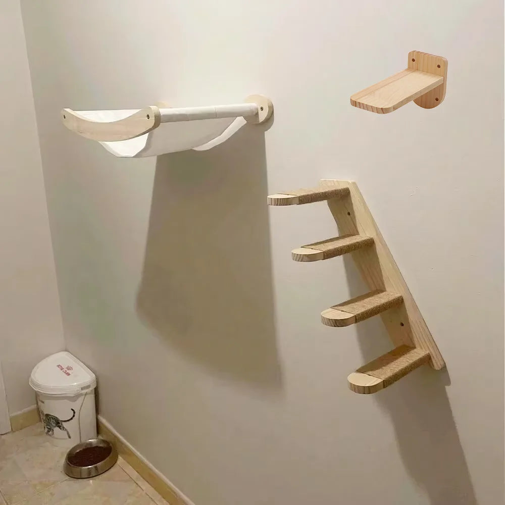 CWV Cat Hammock And Stairway Wall Mounted Scratching Furniture