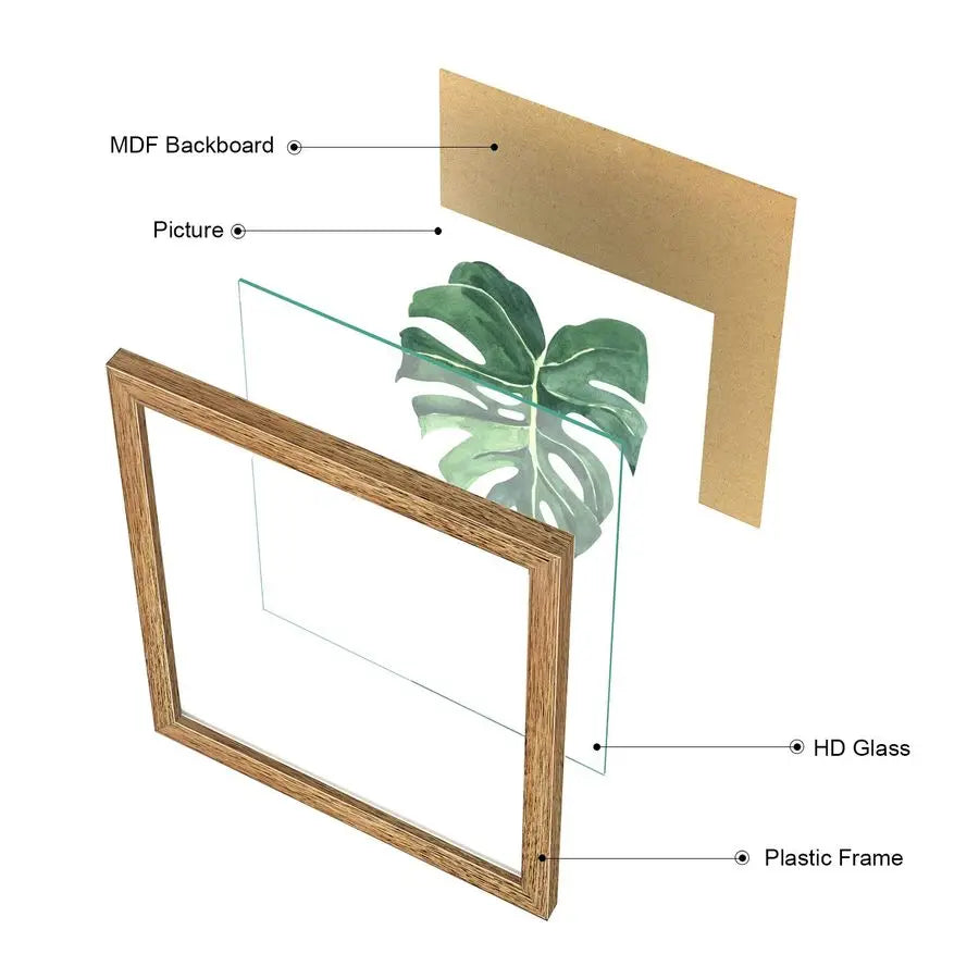 Framed Botanical Wall Art For Bathroom Minimalist Plant Print