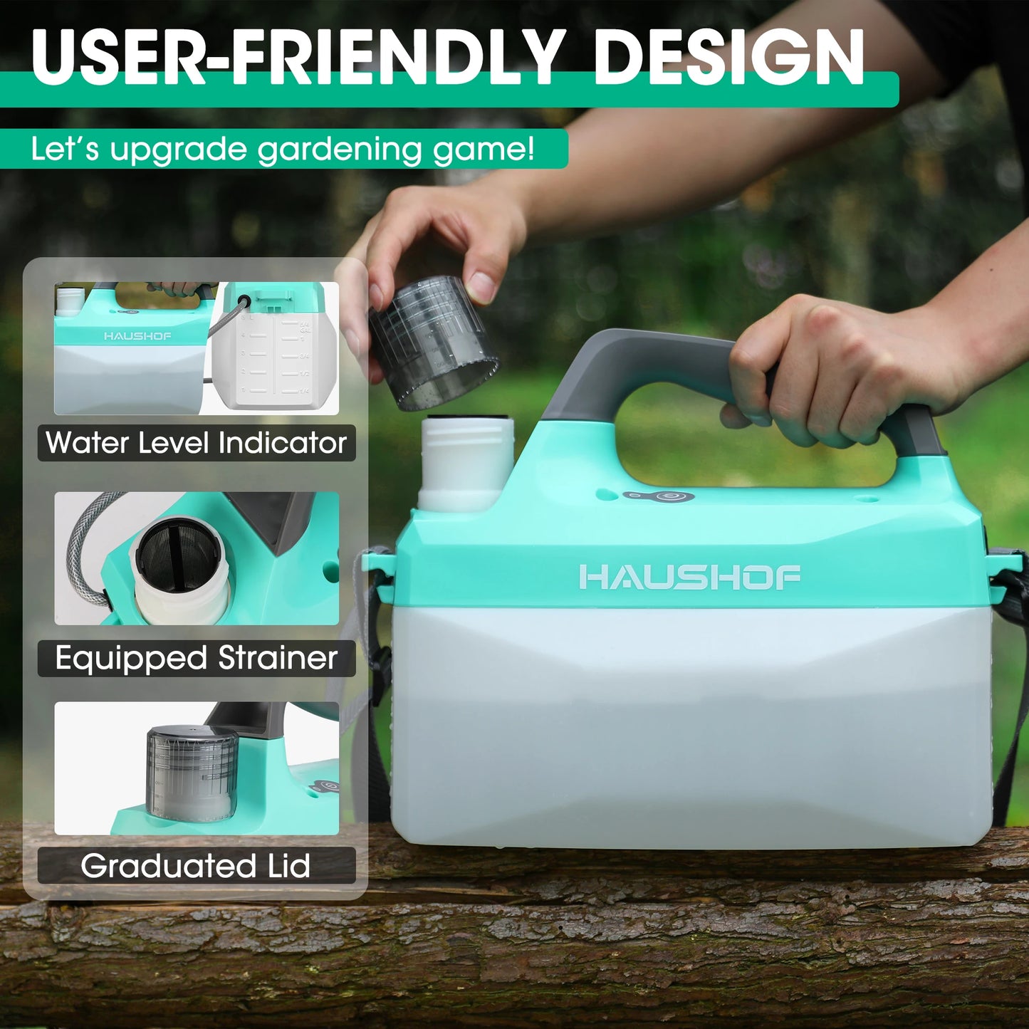 HAUSHOF 1.35 Gallon/5L Battery Powered Sprayer Weed Sprayer Battery Operated Garden Sprayer, Rechargeable Power Sprayer for Lawn