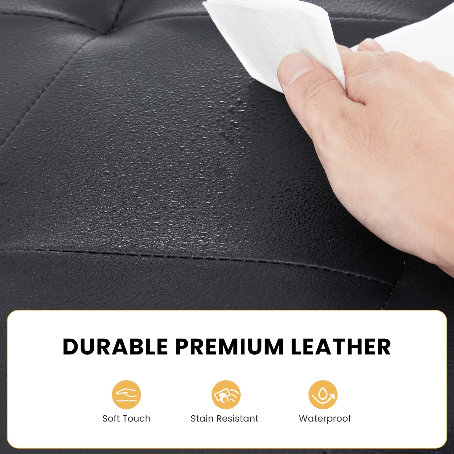JHK Synthetic Leather Folding Ottoman Storage Footstool Toy Box