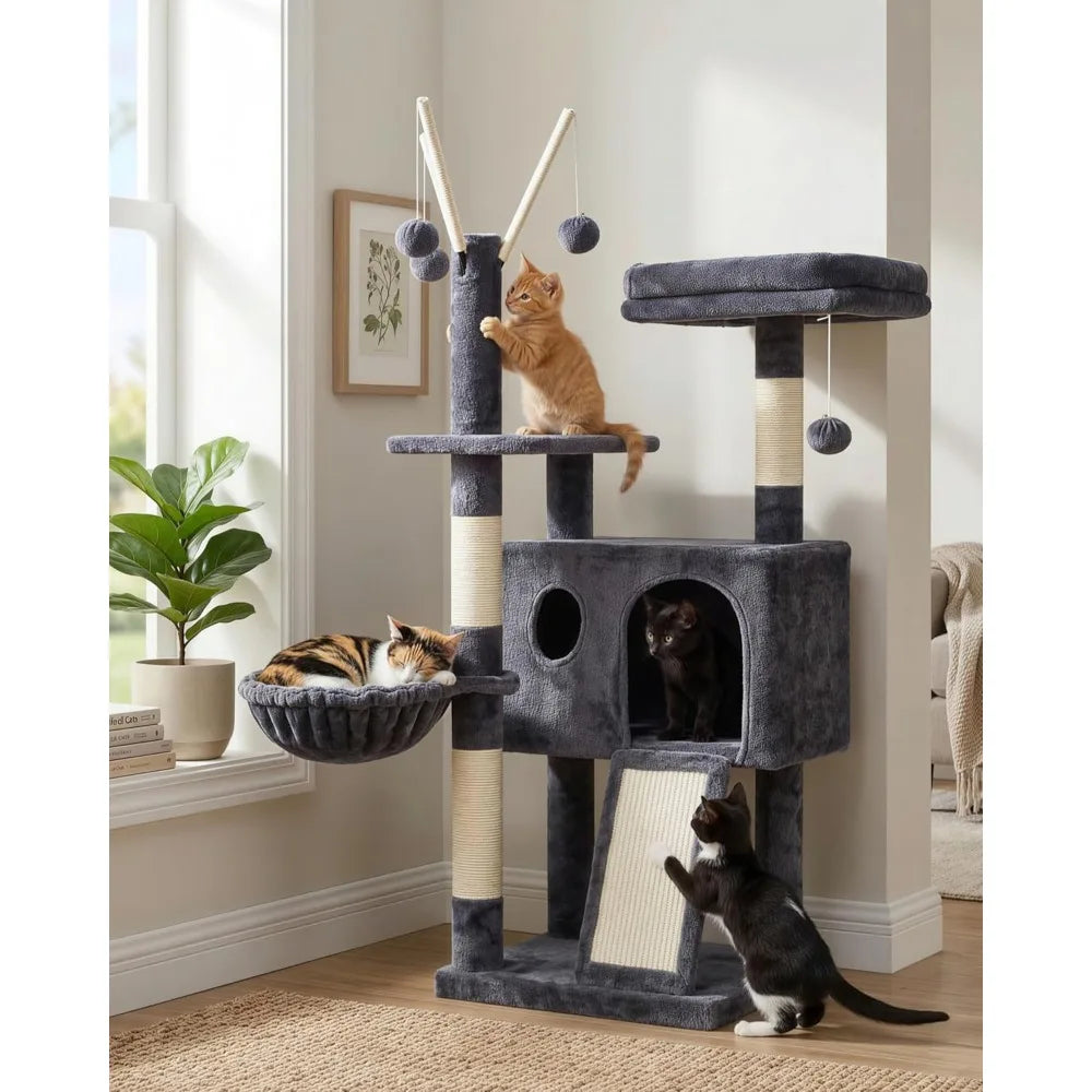NBVCX Cat Tree Tower With Sisal Posts And Hammock Platform