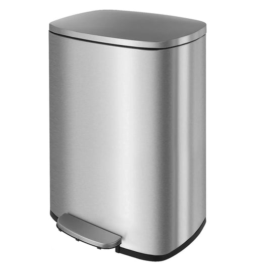 Step Kitchen Trash Can, Stainless Steel 50 Liter Trashcan for Home Office Bedroom Garage Living Room Bathroom