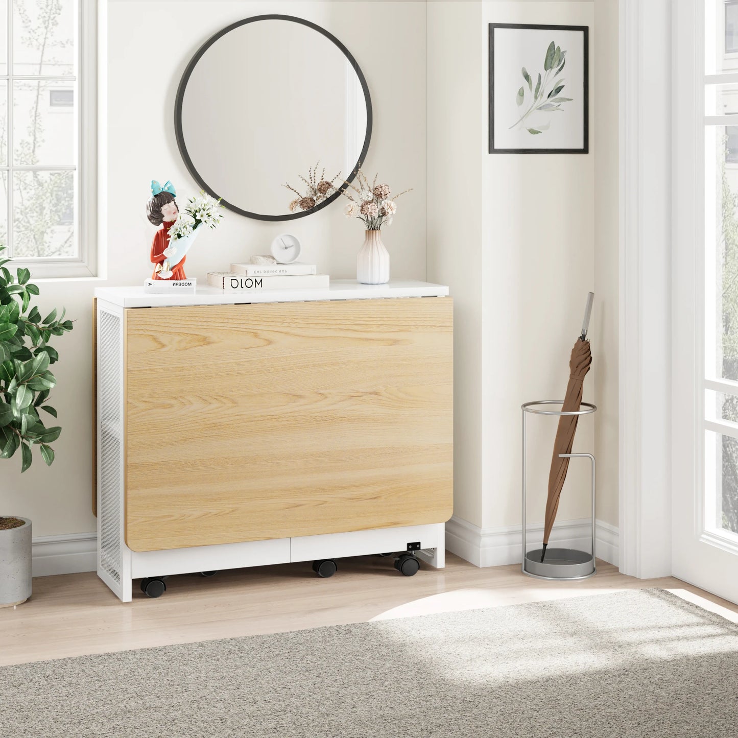 Studyset Folding Dining Table With Drop Leaf Storage Racks