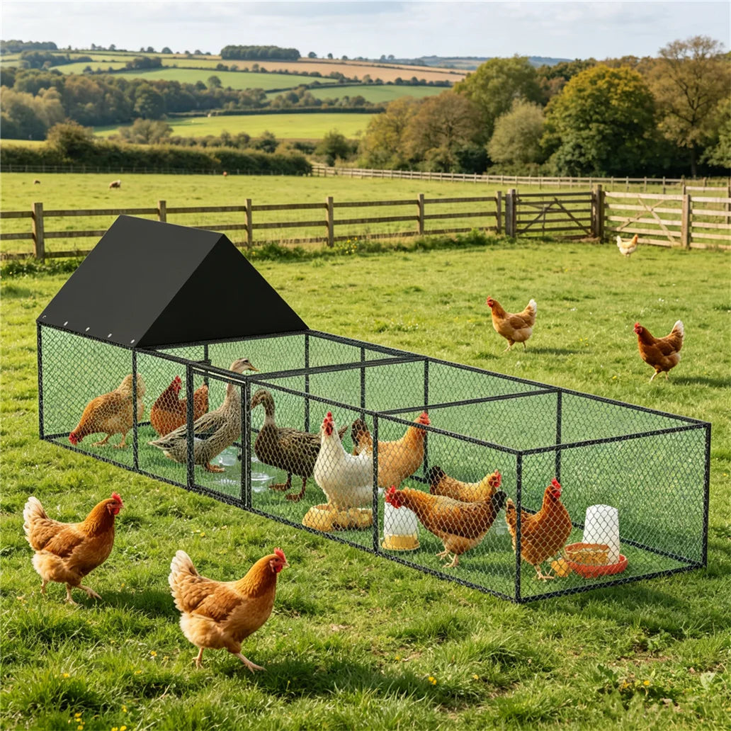 BORWART Chicken Coop Cage Outdoor Poultry Pen With Nylon Netting