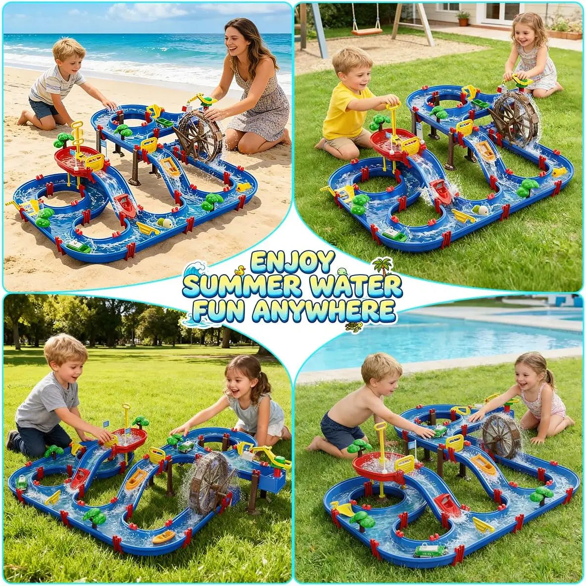VATOS Summer Outdoor Water Truck Toy With 2 Tier Water Wheel Playset
