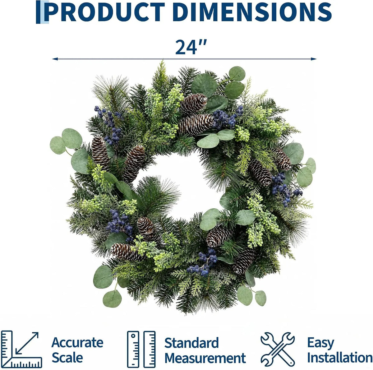 Garvee Lighted Christmas Wreath with 8 Modes for Home Decor