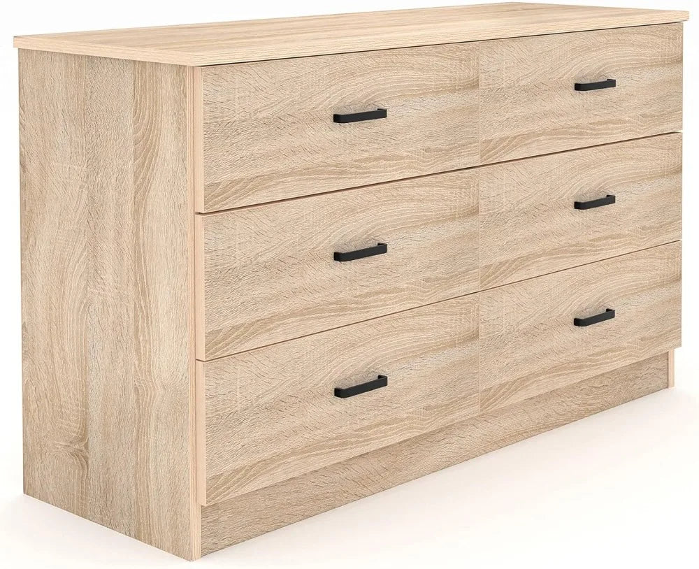 Modern 6 Drawer Dresser With Deep Drawers And TV Stand