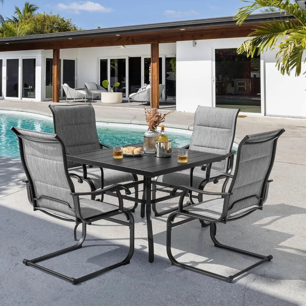 NBVCX All-Weather Patio Dining Set With Umbrella Table