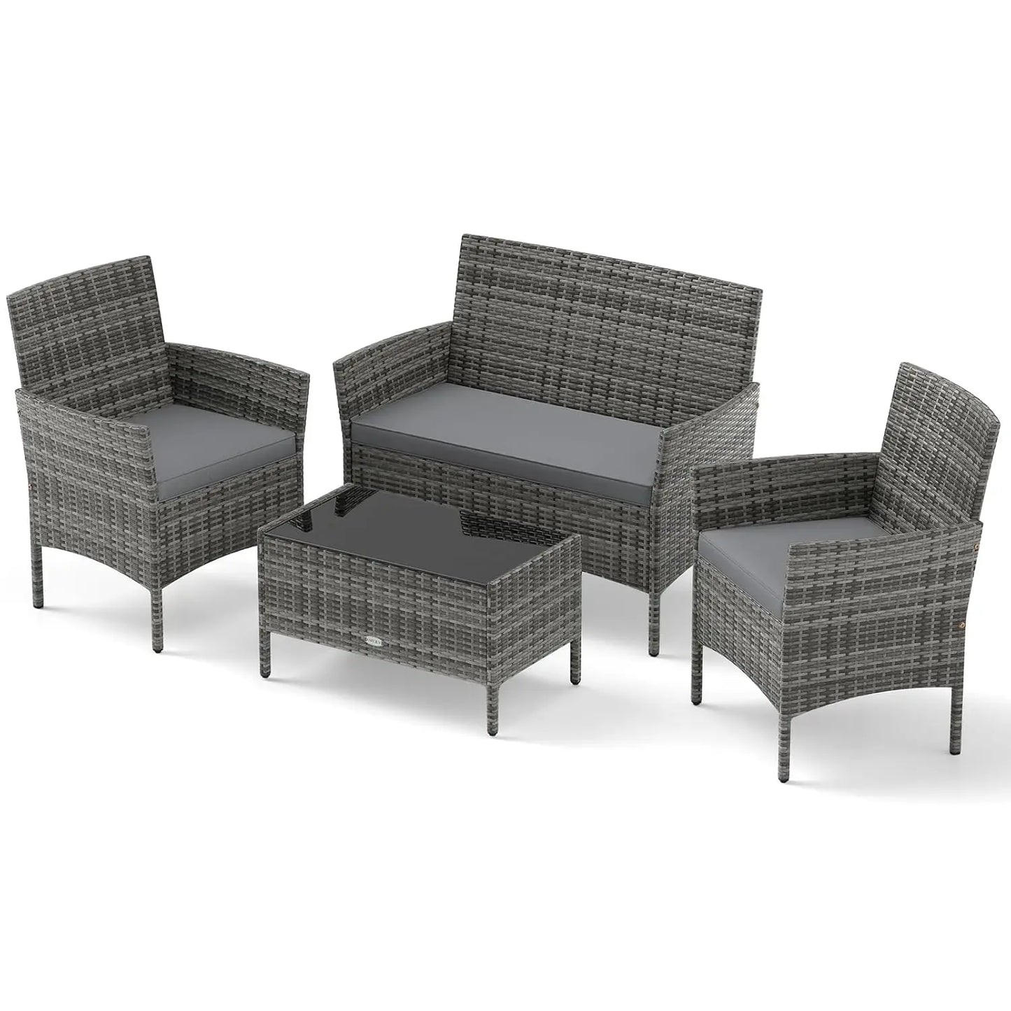 Rattan Outdoor Patio Furniture Set With Cushions And Coffee Table