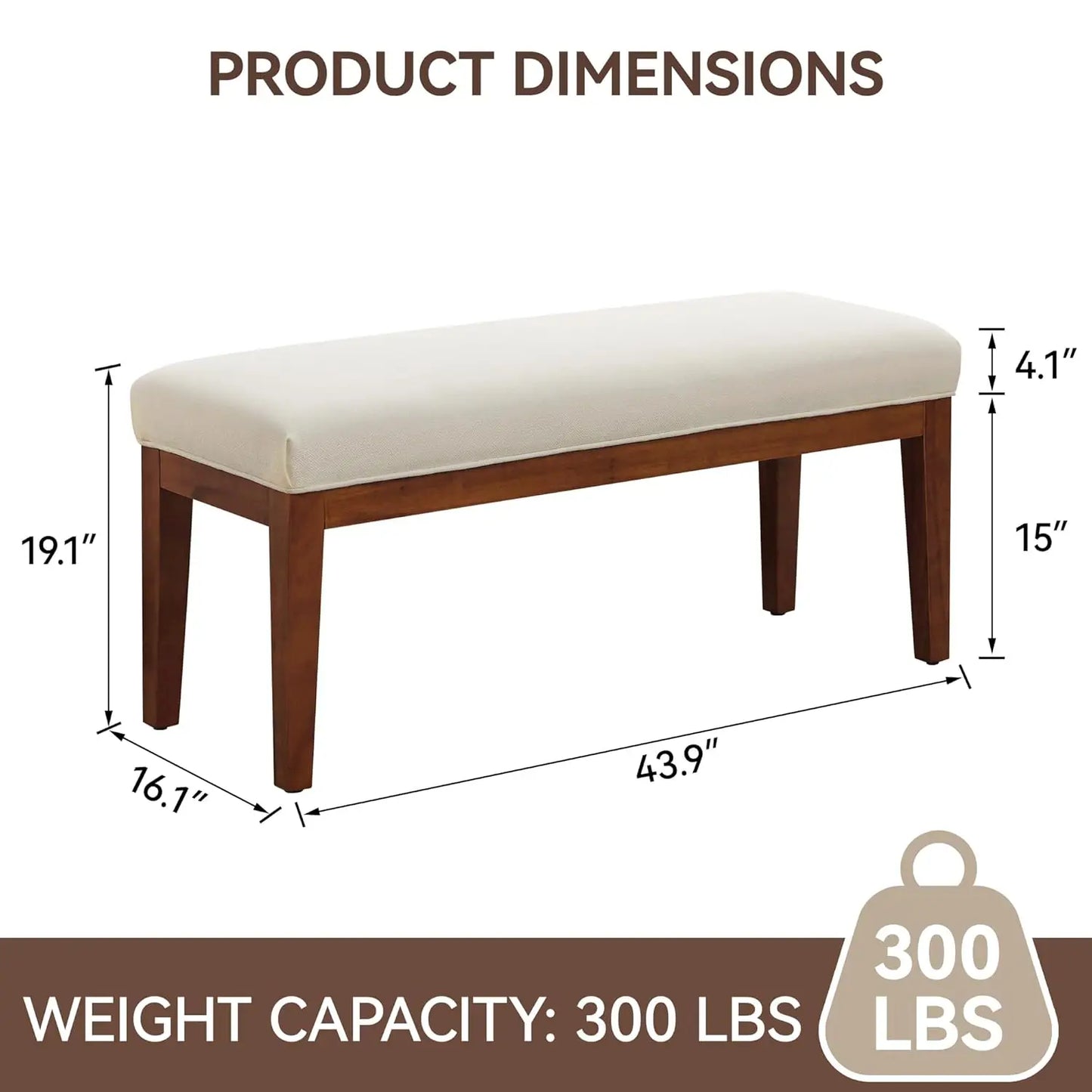 Linen Upholstered Bedroom Bench for End of Bed and Entryway