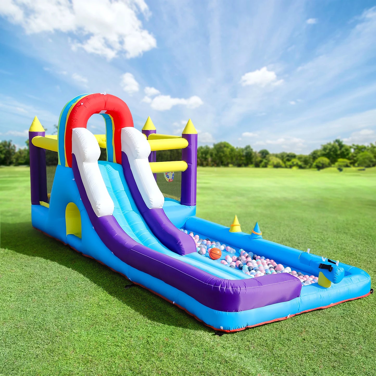 RTS Inflatable Water Slide Bounce House With Splash Pool Blower