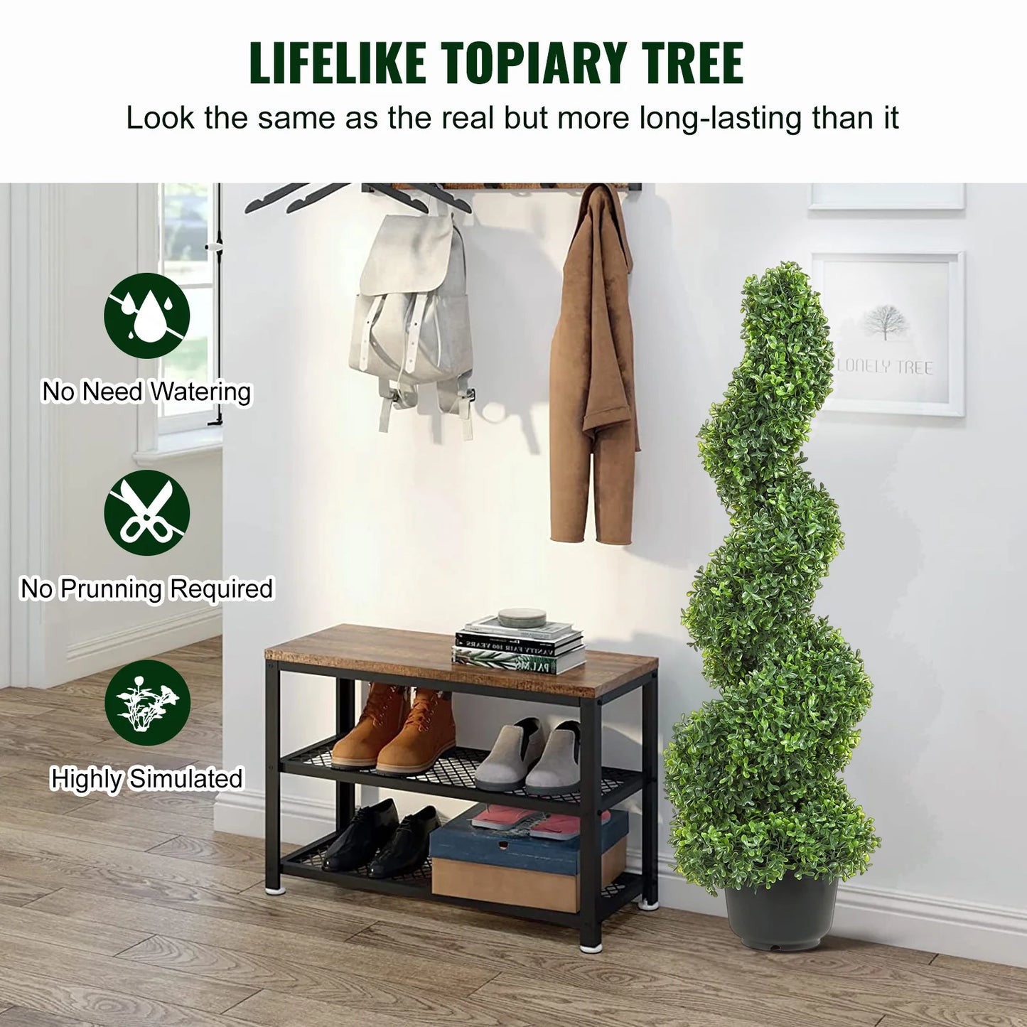 Boxwood Tower Topiary Spiral Artificial Plant For Outdoor Decor