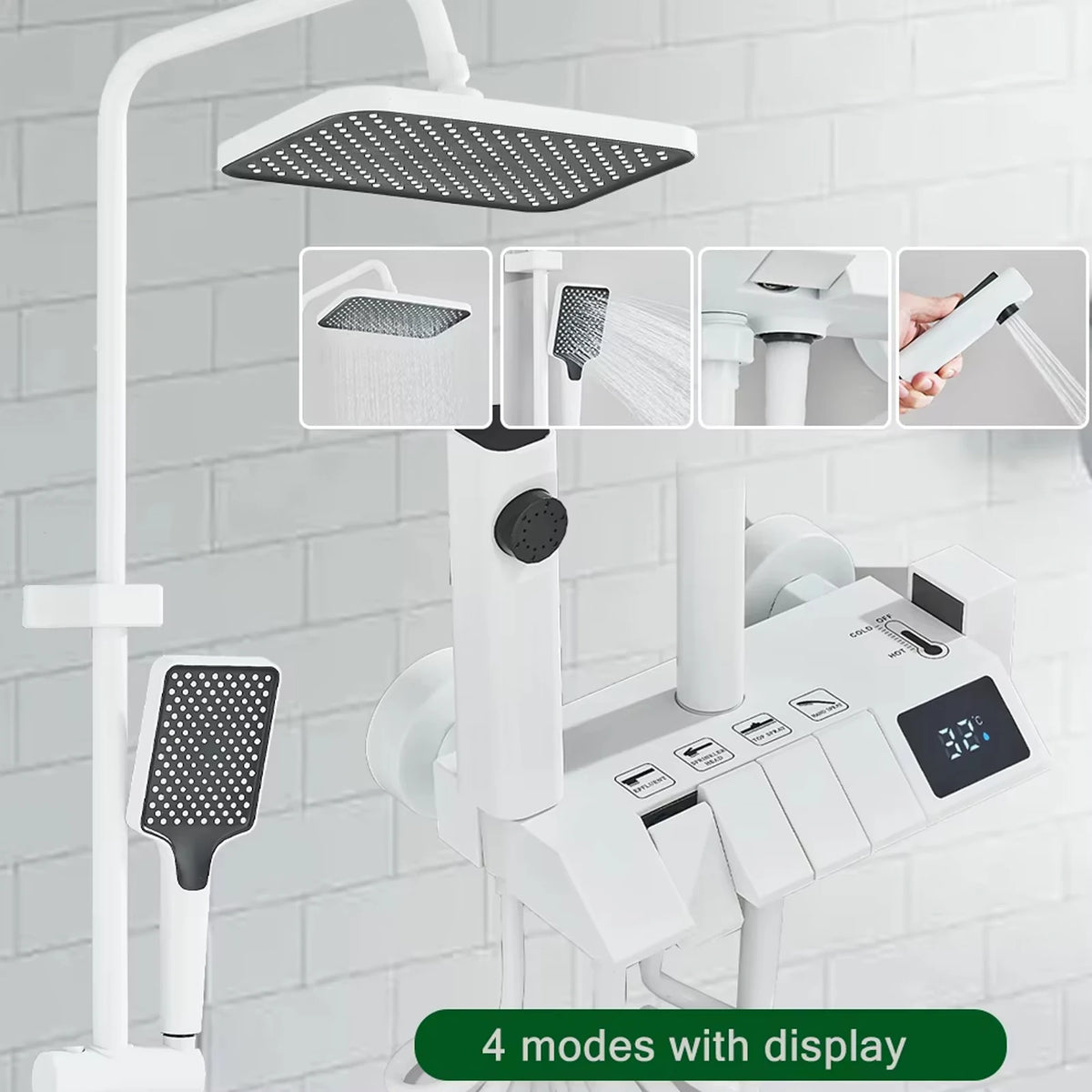 Onyzpily Four Way Piano Key Rainfall Shower Faucet System
