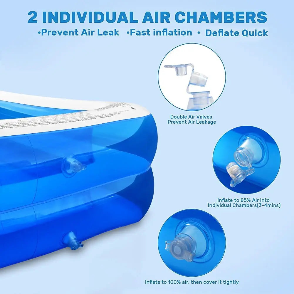 Inflatable Rectangular Pool For Family Outdoor Indoor Use
